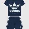 Ολοκαίνουργιο ✨ Adidas T-shirts Σετ T-shirt και αθλητικό σορτς Trefoil HK7482 Σκούρο μπλε Regular Fit 🎁