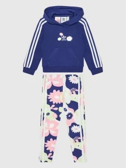 Εκπτωση ❤️ Adidas Μπλούζες Φόρμας Σετ φούτερ και κολάν Flower Print HC4601 Σκούρο μπλε Regular Fit ✨