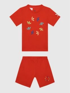 Κουπόνι ⌛ Adidas T-shirts Σετ T-shirt και αθλητικό σορτς Adicolor HE6853 Κόκκινο Regular Fit ❤️