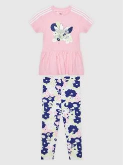 Καλύτερη πώληση 🌟 Adidas Φορέματα Σετ φόρεμα και κολάν Flower Print HC1966 Ροζ Regular Fit 😍