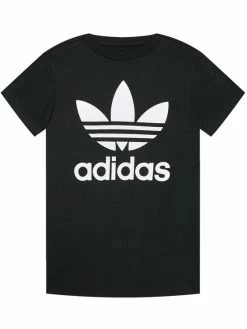 Ολοκαίνουργιο ✔️ Adidas T-shirts T-Shirt Trefoil DV2905 Μαύρο Regular Fit 🧨