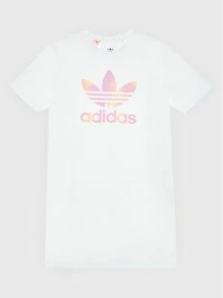 Το φθηνότερο ⌛ Adidas Καθημερινά Φορέματα Φόρεμα καθημερινό Graphic Logo HK2935 Λευκό Relaxed Fit 😍